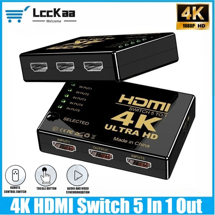 Esports Gaming Hub - 4K HDMIスイッチ 5入力1出力 HDMIスイッチセレクタースプリッターハブ IRリモコン付き PS4