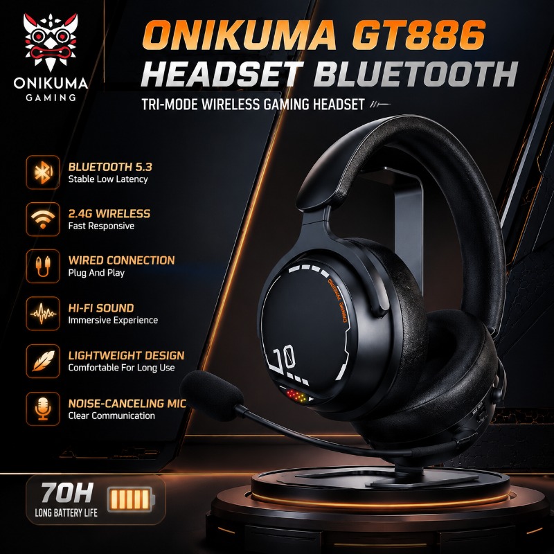 Esports Gaming Video - ONIKUMA GT886 ゲーミングヘッドセット トライモード 軽量 ワイヤレス
