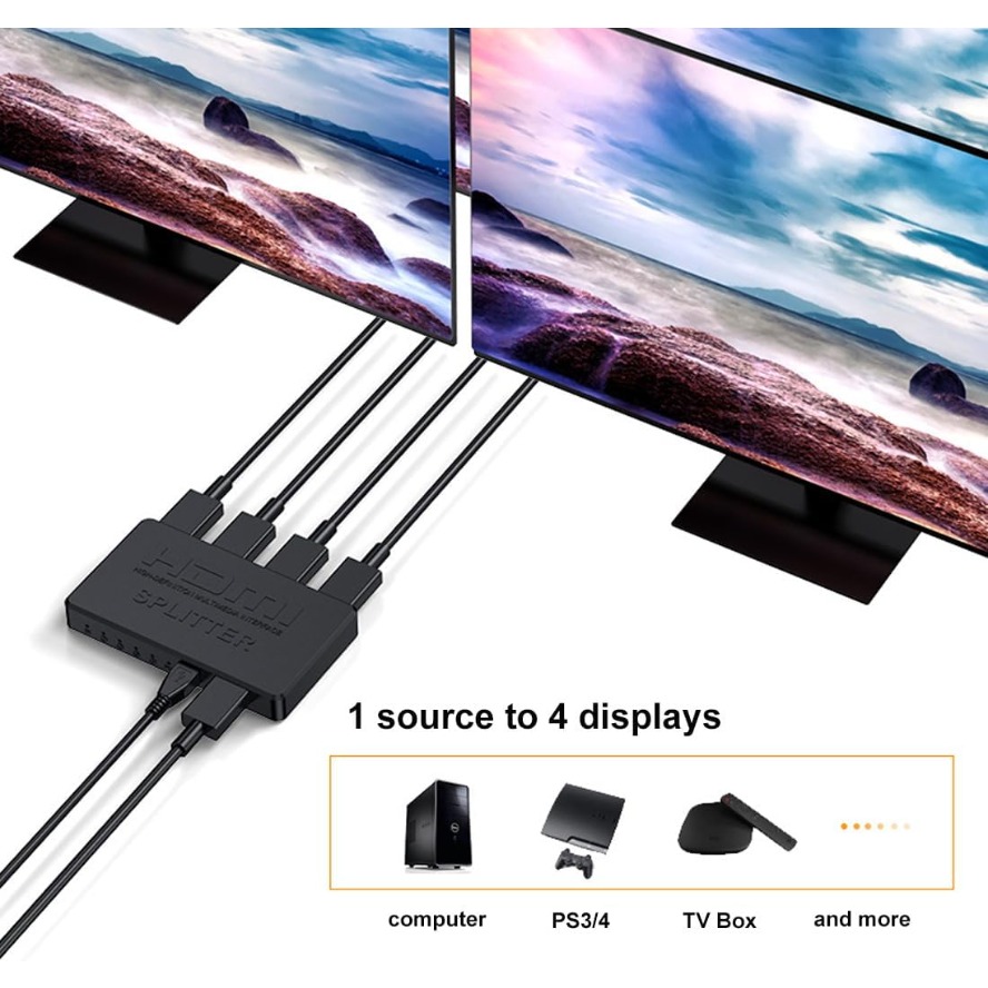 4K HDMI スプリッター 1 in 4 ハブ出力フル H - Esports Gaming Hub のレビューと価格