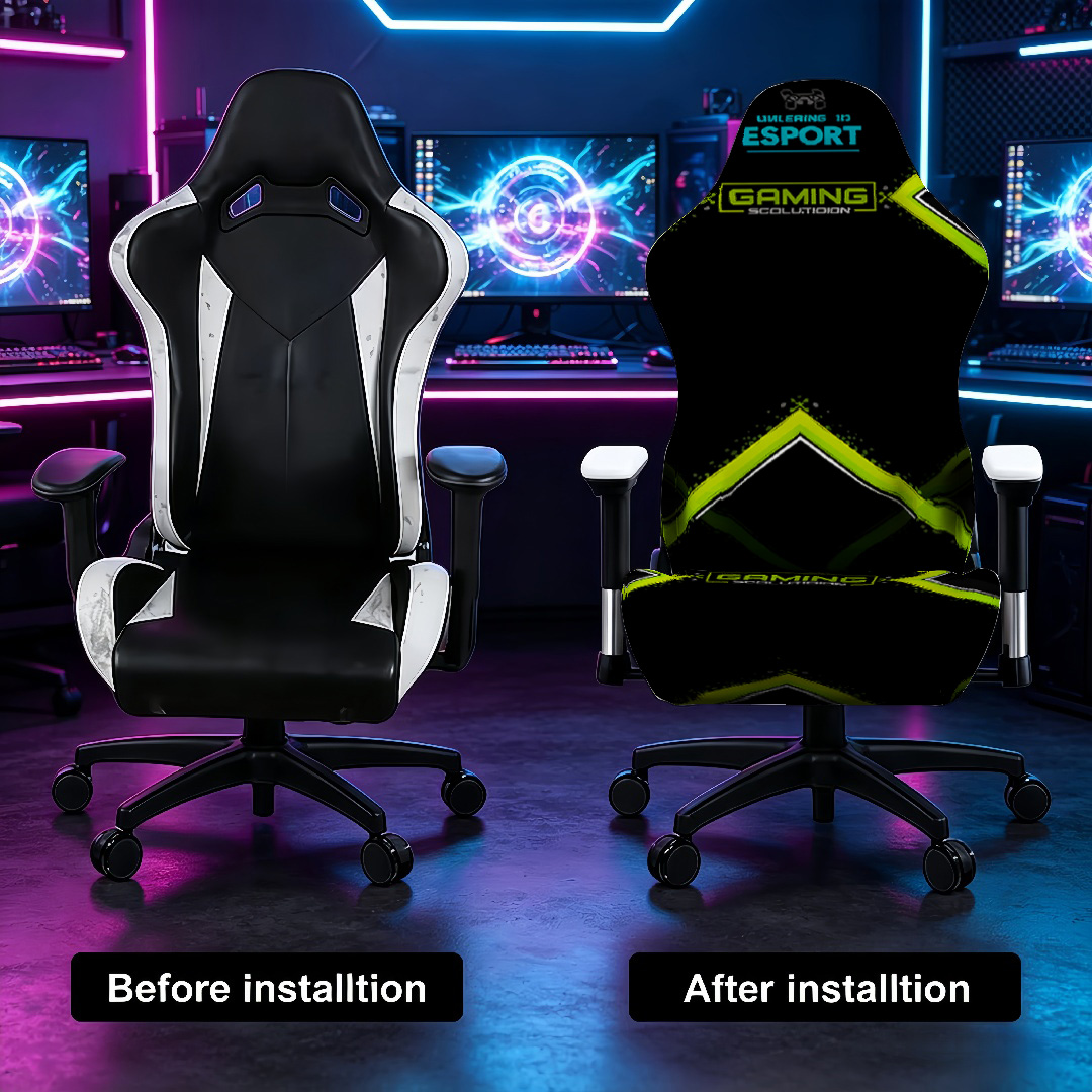 高伸縮性ゲーミングチェアカバー、洗濯可能、滑り止め、ユニバー - Esports Gaming Logo のレビューと価格